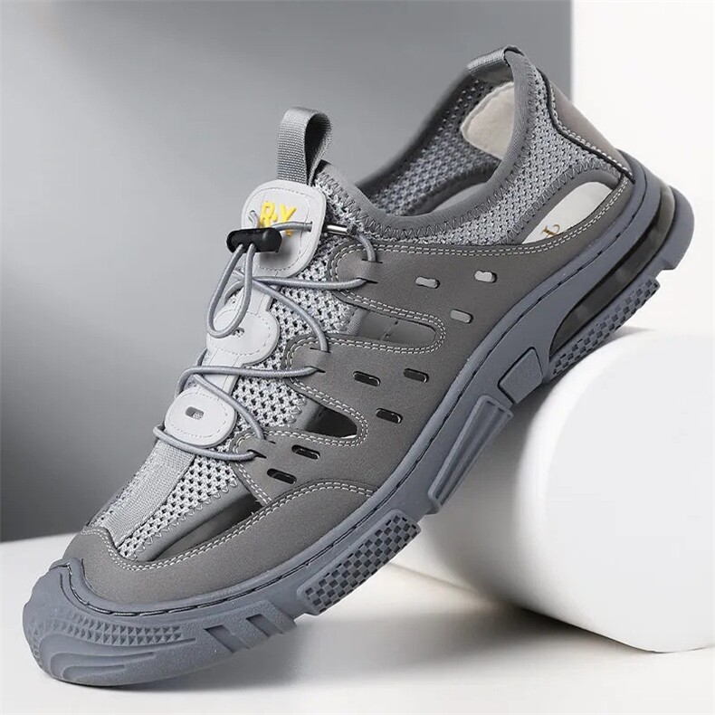 凉鞋男士真皮休闲网面鞋夏季包头透气沙滩鞋户外洞洞鞋男，男鞋凉鞋，电商A223