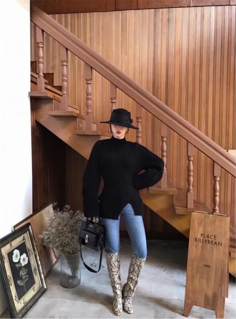 小开叉连衣裙毛衣，女装连衣裙，SMOOTH