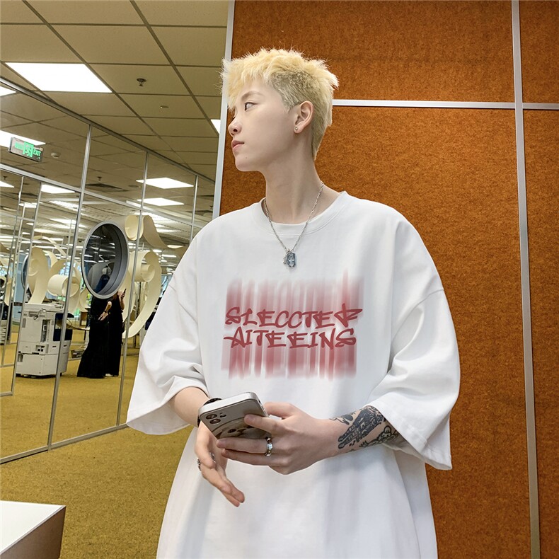 潮牌街头宽松ins半袖上衣休闲男士字母印花短袖T恤 D328-T471-P28图片