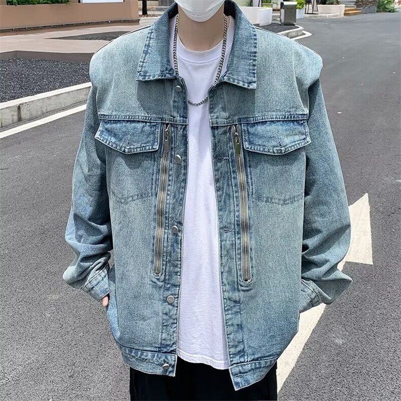 美式水洗牛仔夹克男女ins潮牌小众垫肩设计百搭外套JN14,男装夹克,星座1116A-1（原606A）