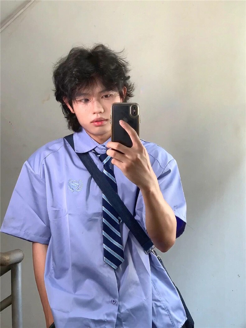CS22-P45夏季新款简约学院风短袖衬衫潮流宽松休闲百搭衬衣,男装T恤,电商B327