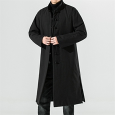 20242^冬季风复古盘扣棉麻中长款棉衣外套男士民族风唐装棉袄，男装棉衣，钱塘777(原3023)