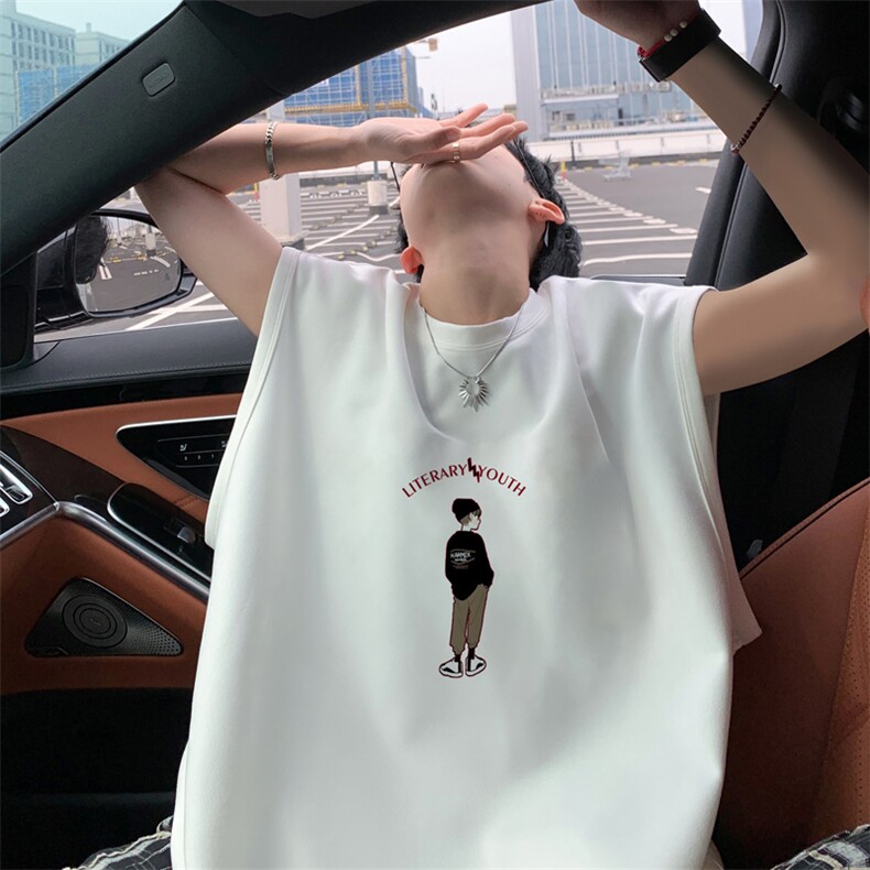 12024夏季新款男士麂皮绒无袖T恤百搭学生背心TLBX32特P18图片