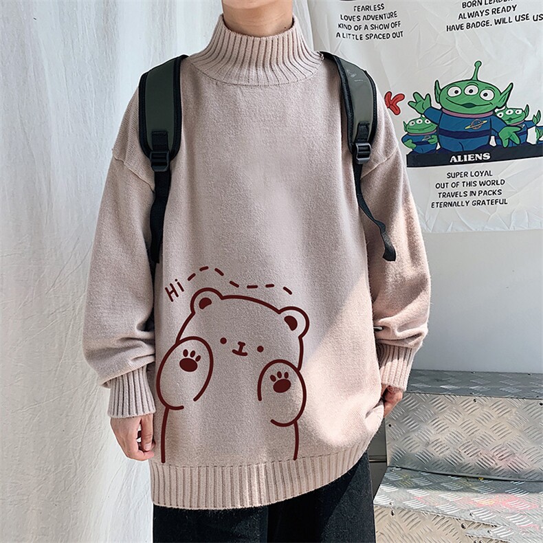 M18236-P45加绒款-P65半高领毛衣男士大码针织衫男毛线衣男,男装针织衫/毛衣,电商A040