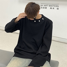 小众金属钉设计感简约高级长袖男宽松打底衫百搭潮流上衣W41-P35，男装卫衣，星座308B-1