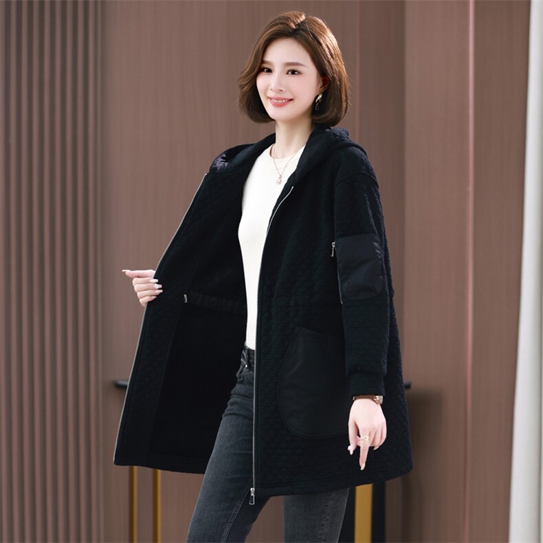 时尚保暖棉服女中长款宽松显瘦加绒外套冬季新款韩版百搭棉衣,女装棉衣/棉服,希欧阁
