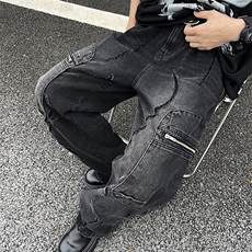 春季2024新款水洗复古牛仔裤潮牌设计感直筒长裤男现货W7762-P60，男装牛仔裤，星座512-3