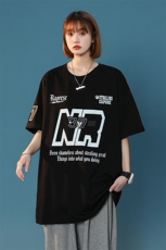 XZ213-19D115-P25控38港风大码个性字母印花圆领短袖T恤，男装T恤，星座213