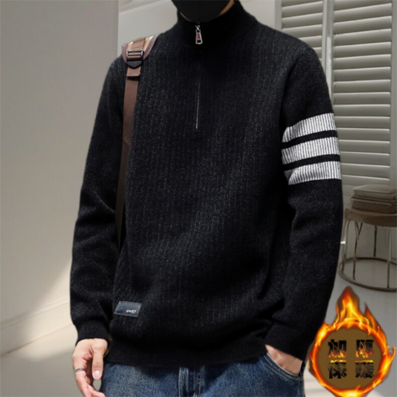 青年休闲百搭加绒针织长袖卫衣男立领打底衫潮牌外套TW2666-P58,男装针织衫/毛衣,星座1105-3