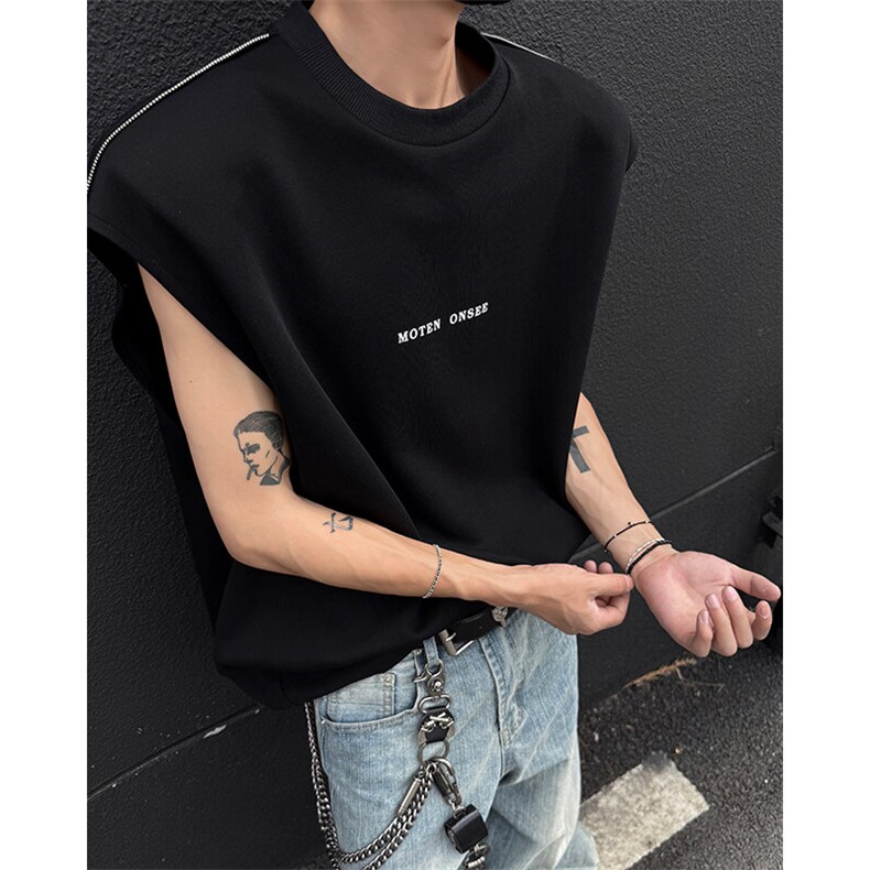 夏季宽松美式高街无袖背心短袖T恤潮808B-WH055-P40,男装背心/马甲,星座808B