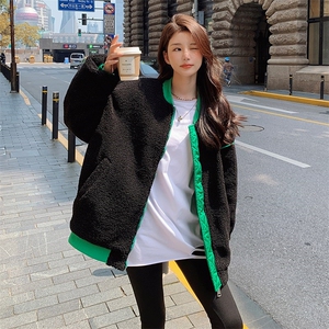 两面穿时尚羊羔毛外套女冬新款韩系减龄学院加厚小个子皮毛一体,女装毛呢外套,浙宝189