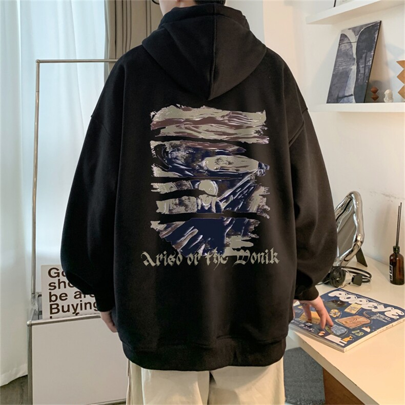 卫衣男连帽咖色潮牌美式复古秋冬季加绒加厚宽松oversize高街外套,男装卫衣,电商B370