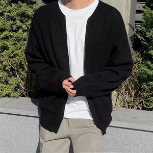 春秋季男士毛衣棒球领商务修身休闲针织衫开衫外穿拉链韩版男装潮图片
