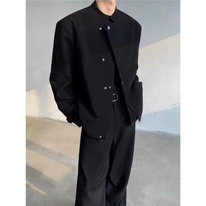 W11045-P78 网图现货 春新中式立领西服外套解构斜门襟设计感夹克图片