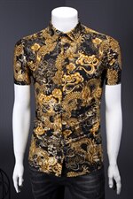 2021花衬衫大码衬衣沙滩涤棉衫弹力短袖9899P40M-7XL码假模图，男装T恤，星座1106