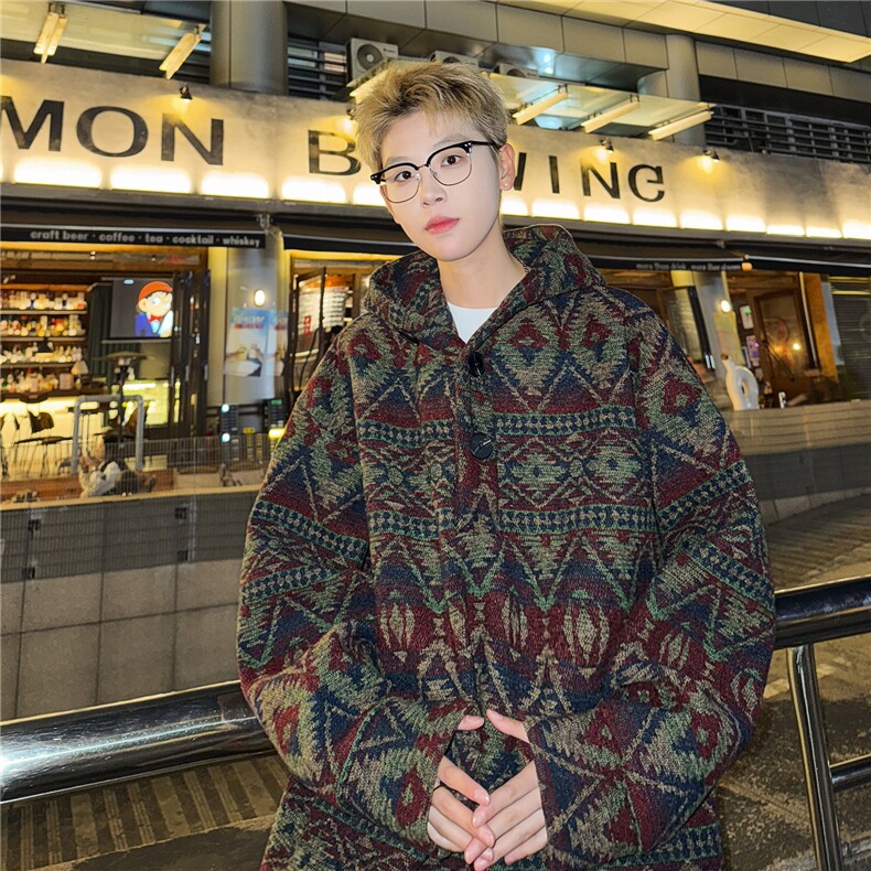 潮复古民族风卫衣重磅针织外套A086-SY628-P75控108加绒P80，男装卫衣，电商基地A086