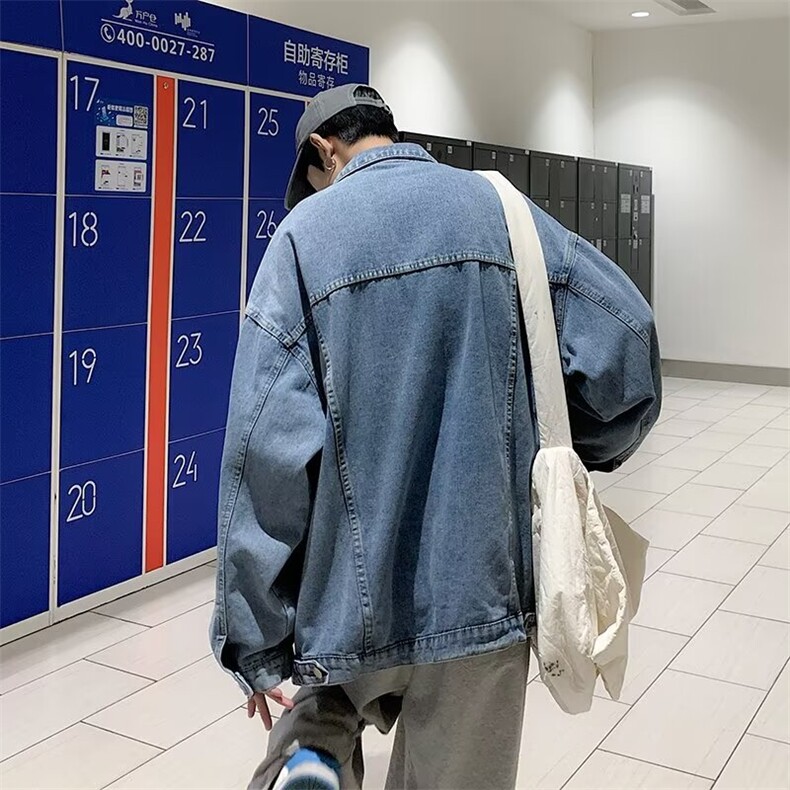 牛仔外套男潮流宽松港风ins痞帅上衣春秋港风复古工装JK8818/P58,男装工装外套,星座506