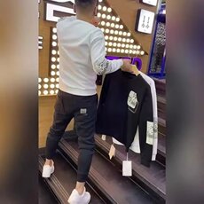 2025秋冬季新款个性印花卫衣男潮牌休闲百搭长袖网红圆领打底上衣，男装T恤，星座506A