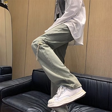 潮气质高腰原宿长裤秋季男慵懒青春流行新款时尚潮流百搭牛仔裤，男装牛仔裤，星座1210-1