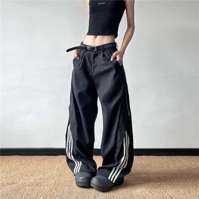 解构拉链三条杠美式阔腿裤男女垂坠感西裤运动休闲裤LZY3811-P47,男装西裤,星座1008
