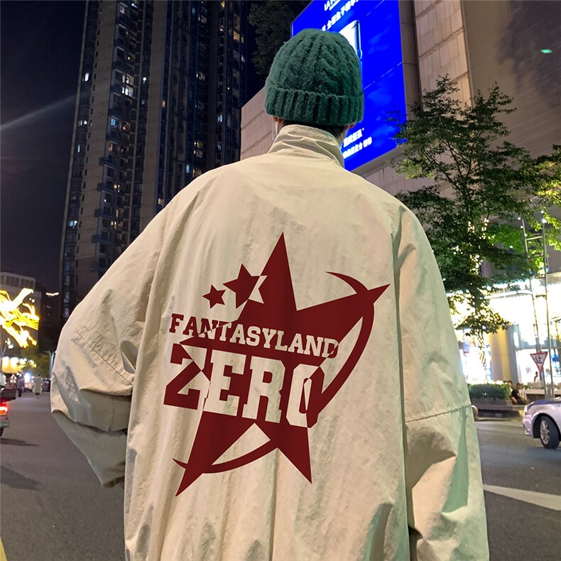 港风 23秋季时尚百搭宽松字母印花潮流夹克外套F6322特批60控88图片