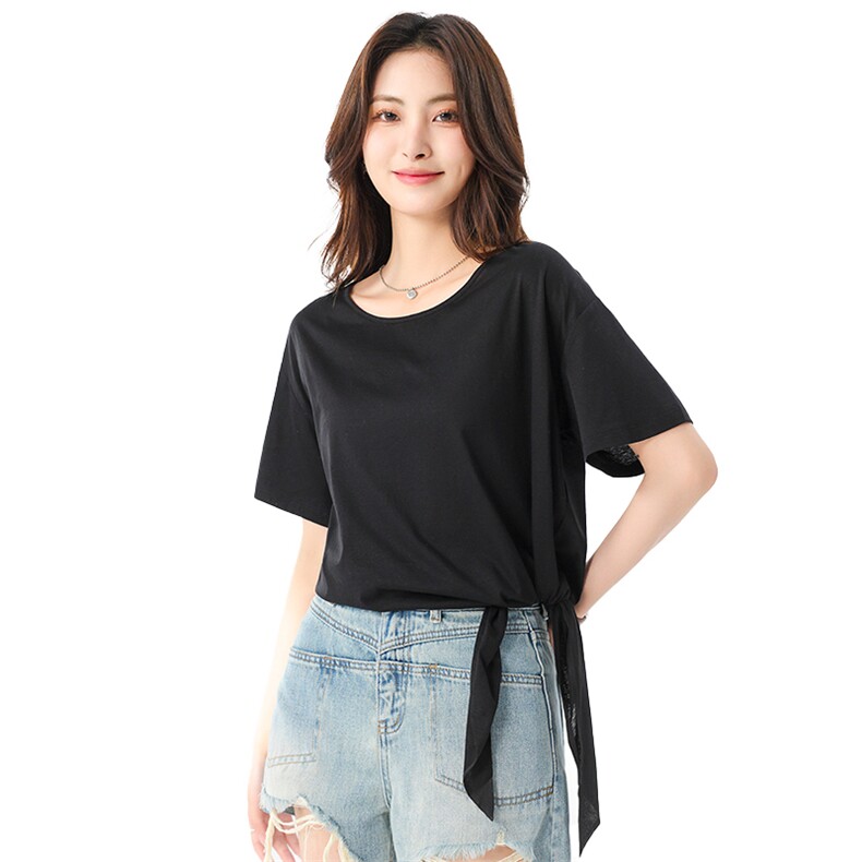 短袖t恤女2025年夏季女装上衣时尚休闲纯色系带宽松显瘦,女装T恤,拓晨羊绒