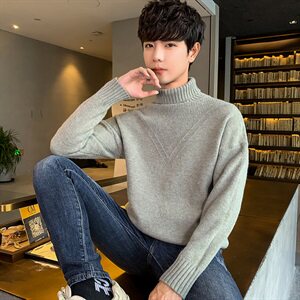Tim-MY713高领毛衣男2021秋冬季新款韩版纯色打底衫潮牌线衣图片