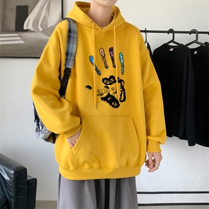 L2461P48秋冬新款卫衣男装宽松港风日系外套连帽衣服宽松卫衣,中空鞋子搭配衣服图片