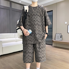 夏季港风套装男宽松满天星短袖T恤短裤休闲套装TZ6631-P55，男装休闲套装，星座310B-3