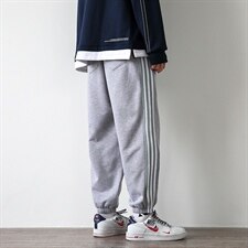 2021秋季新大码男港风白墙日系运动条纹垂感卫裤休闲裤K2069-P40，男装休闲裤，电商A001
