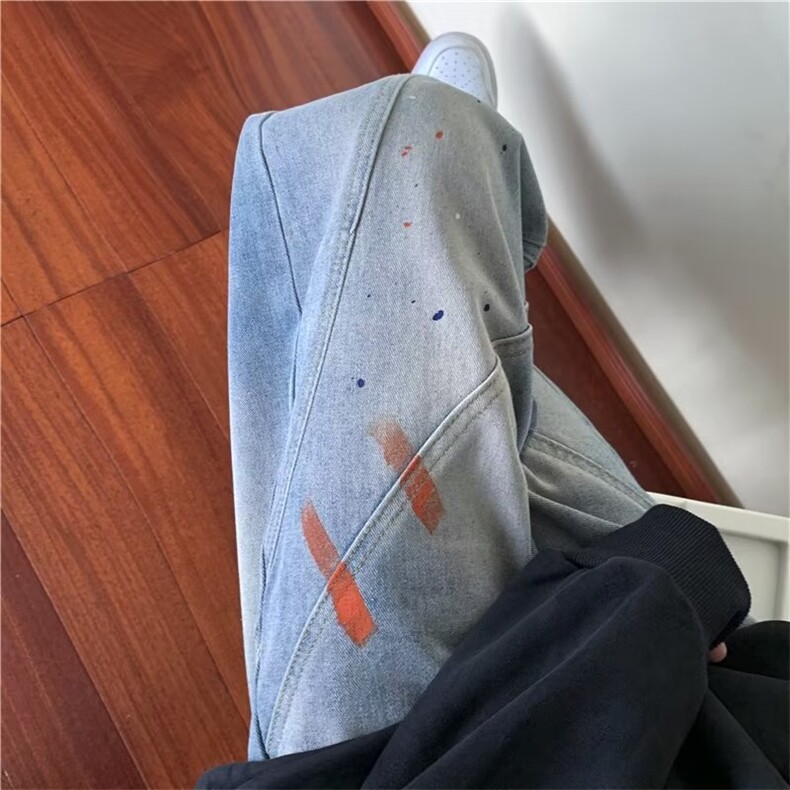 牛仔裤男秋季潮大码休闲裤子高街K2505P50图片