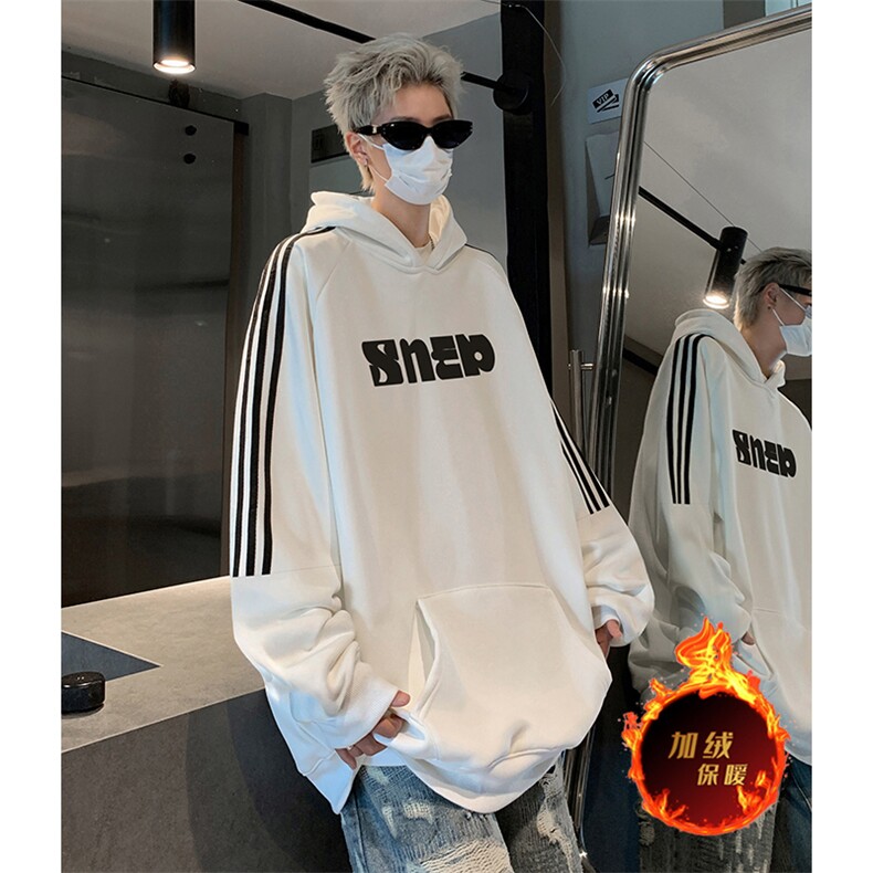 抖音得物供货提供视频秋冬重磅美式宽松织带连帽卫衣0413,男装卫衣,电商A486