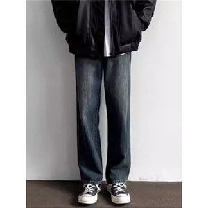 美式vibe提档版型裤子牛仔裤男女秋冬显腿长直筒阔腿裤LN8822-P48图片