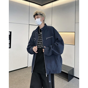 水洗牛仔外套男秋冬款美式复古立领工装哈灵顿夹克JK08968-P75图片
