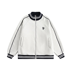 撞色条纹夹克男女春秋刺绣字母棒球服高街青年情侣外套WT06P54，男装夹克，星座1013-5
