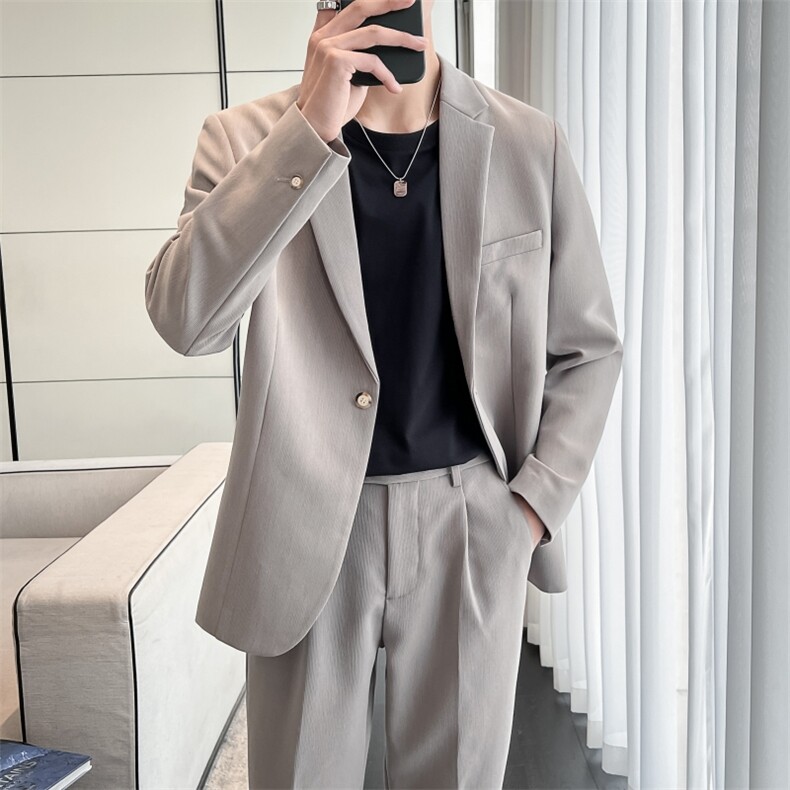 现货2025秋轻熟风套装男宽松西装外套TZ10P185可单卖西装125裤60，男装西服套装，电商B276A