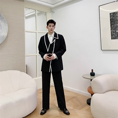 小众设计新款撞色不规则外套中长款西服上衣A345-251-P125，男装西服，电商A345