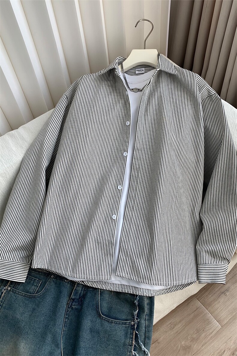 条纹长袖衬衫男xh102-特p：40,男装衬衫,电商B367