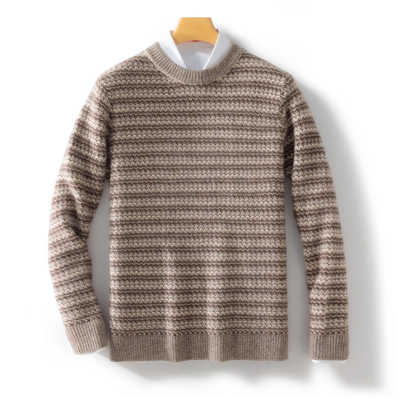 2024年秋冬季澳洲羊毛三股加厚提花羊毛衫，男装羊毛衫，忠诺羊绒