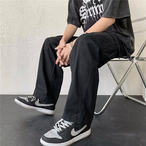 休闲裤男直筒垂感ins潮牌港风宽松工装裤子HK01P42图片