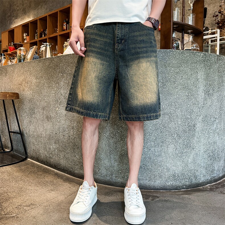 夏季痞帅牛仔短裤Z041#-P45,男装牛仔裤,星座905