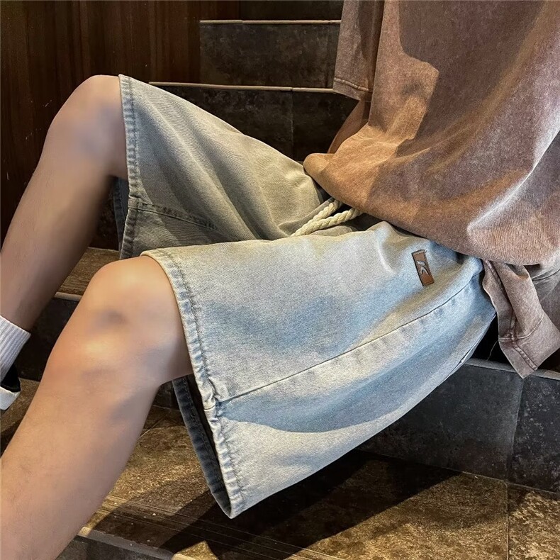 青春流行ins男原宿美式vibe裤子直筒水洗拉链牛仔裤潮N584P38图片