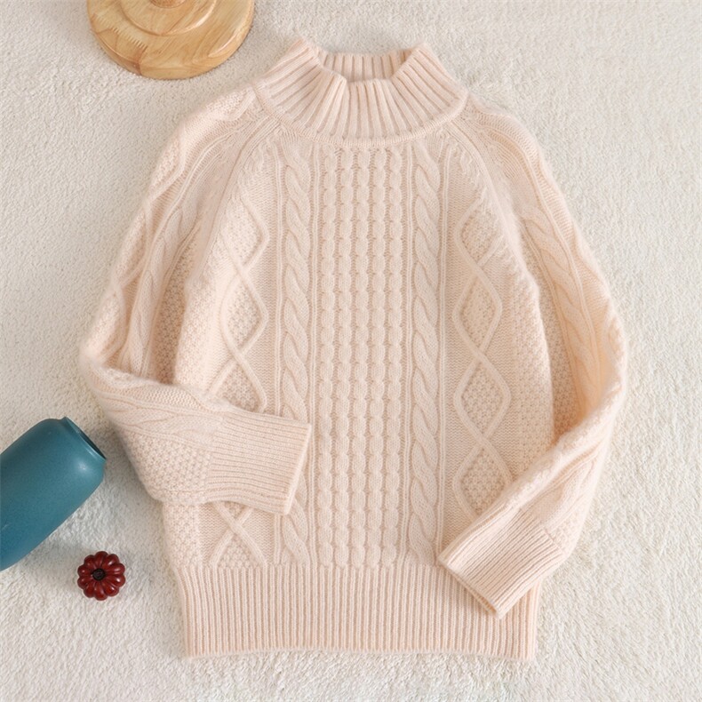 新款百搭三股加厚绞花，童装儿童羊毛衫，联起羊绒