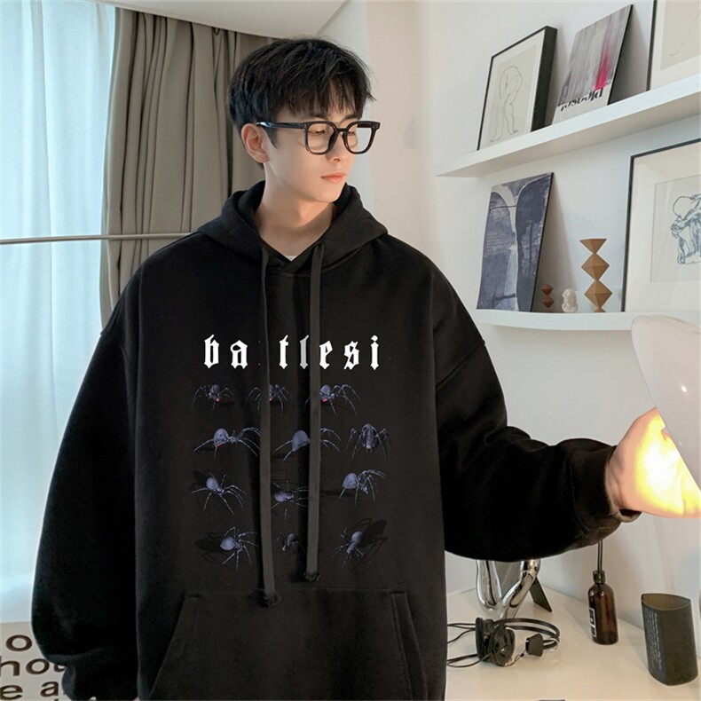 抖音品质 23/秋季320G华棉男士连帽大码印花卫衣WYH3250-P45控68图片