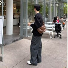 美潮重磅复古工装裤男多口袋休闲裤宽松阔腿裤XM205-P61，男装工装外套，星座208-5