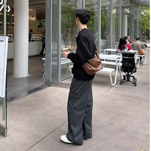 美潮重磅复古工装裤男多口袋休闲裤宽松阔腿裤XM205-P61图片