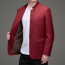 新款高品质中山装西服外套男士中老年风新中式休闲西服唐装，男装西服，钱塘723