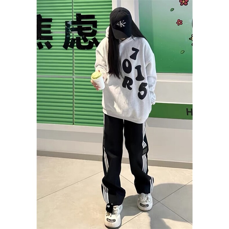 网图美式印章三条杠长裤巴黎神裤宽松直筒休闲裤KK181-P50,男装休闲裤,星座1213
