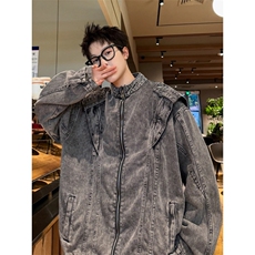 得物品质秋款男牛仔夹克衫机车立领宽松外套JK8636P75，男装工装外套，星座1013-1
