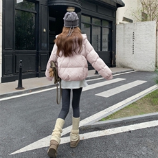 连帽泡芙短款羽绒服外套女冬季2025新款小个子巨好看白鸭绒面包服，女装羽绒服，韩然一族